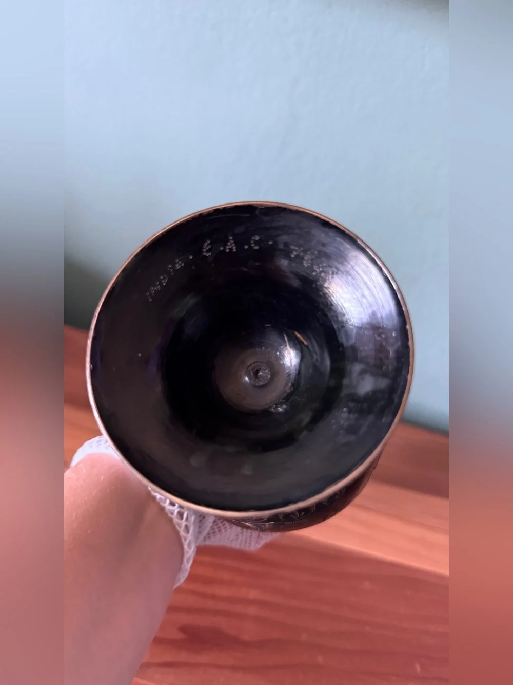 Vintage India Engraved Metal Vase Floral Etched Black Brass 11.5”